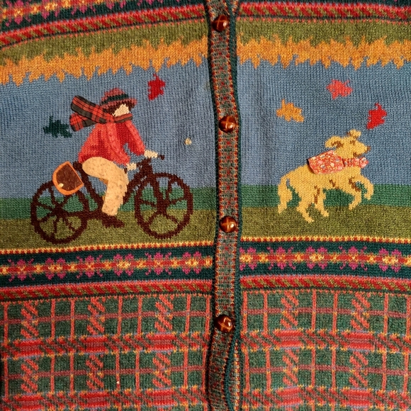 Autumn Novelty Shetland wool cardigan sweater xl - Picture 2 of 5